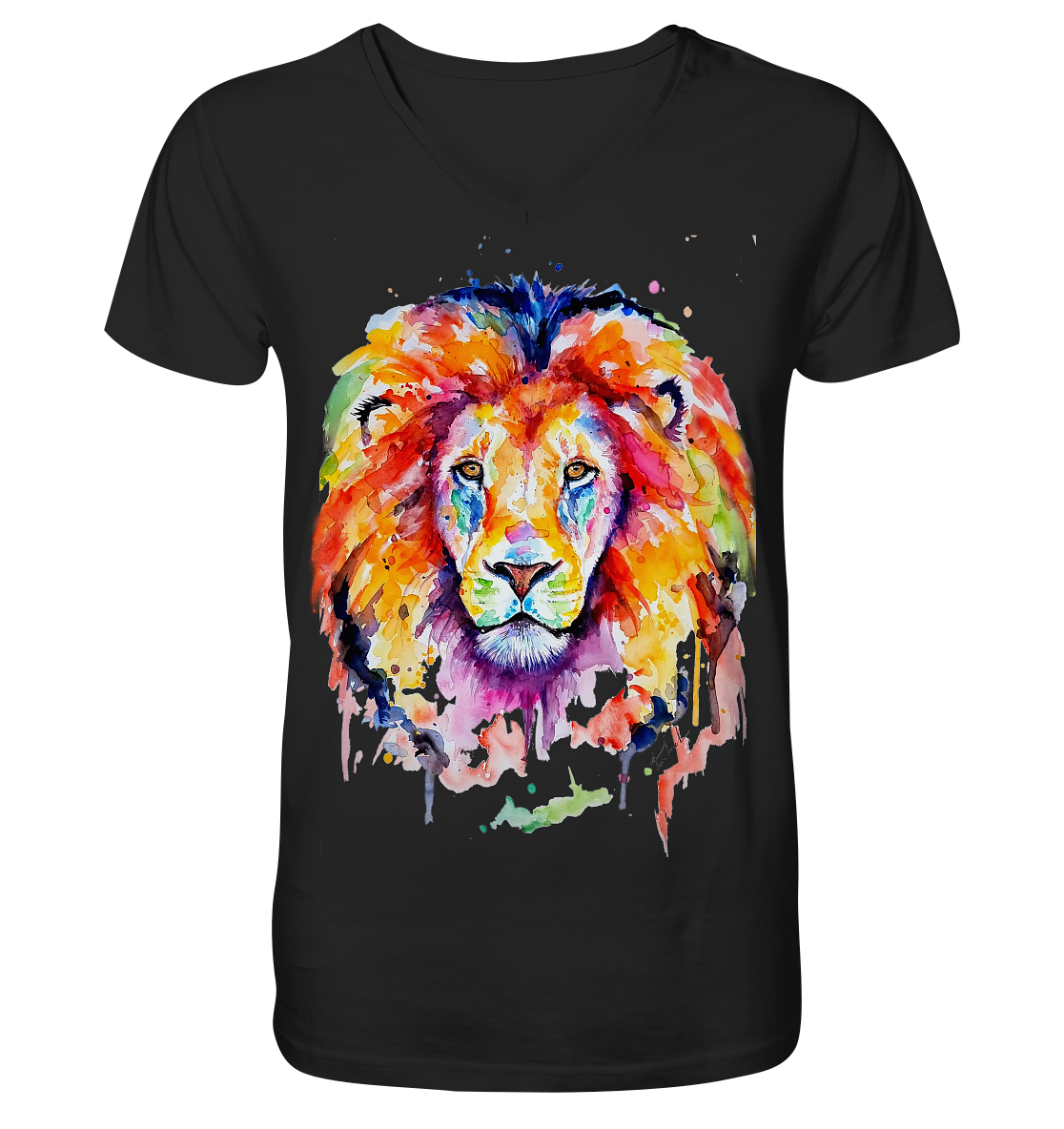 Bunter Löwe - V-Neck Shirt