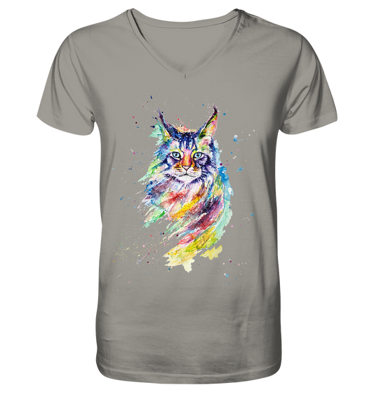 Bunte Katze - V-Neck Shirt
