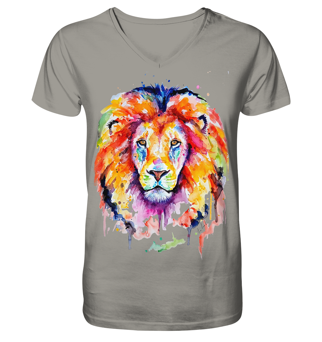 Bunter Löwe - V-Neck Shirt