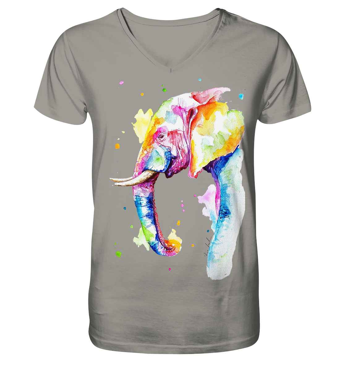 Bunter Elefant - V-Neck Shirt