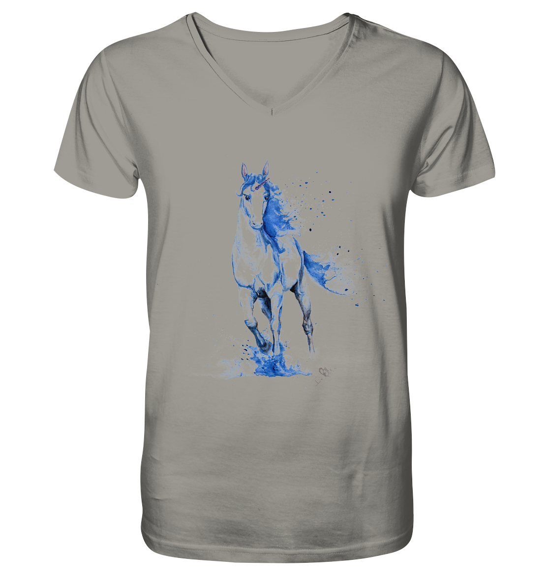 Blaues Einhorn - V-Neck Shirt