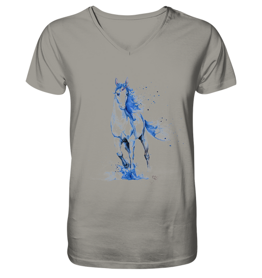 Blaues Einhorn - V-Neck Shirt