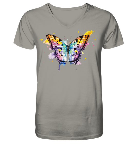 Bunter Schmetterling - V-Neck Shirt