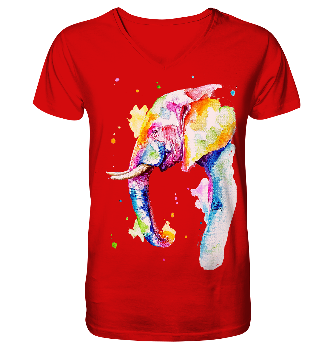 Bunter Elefant - V-Neck Shirt