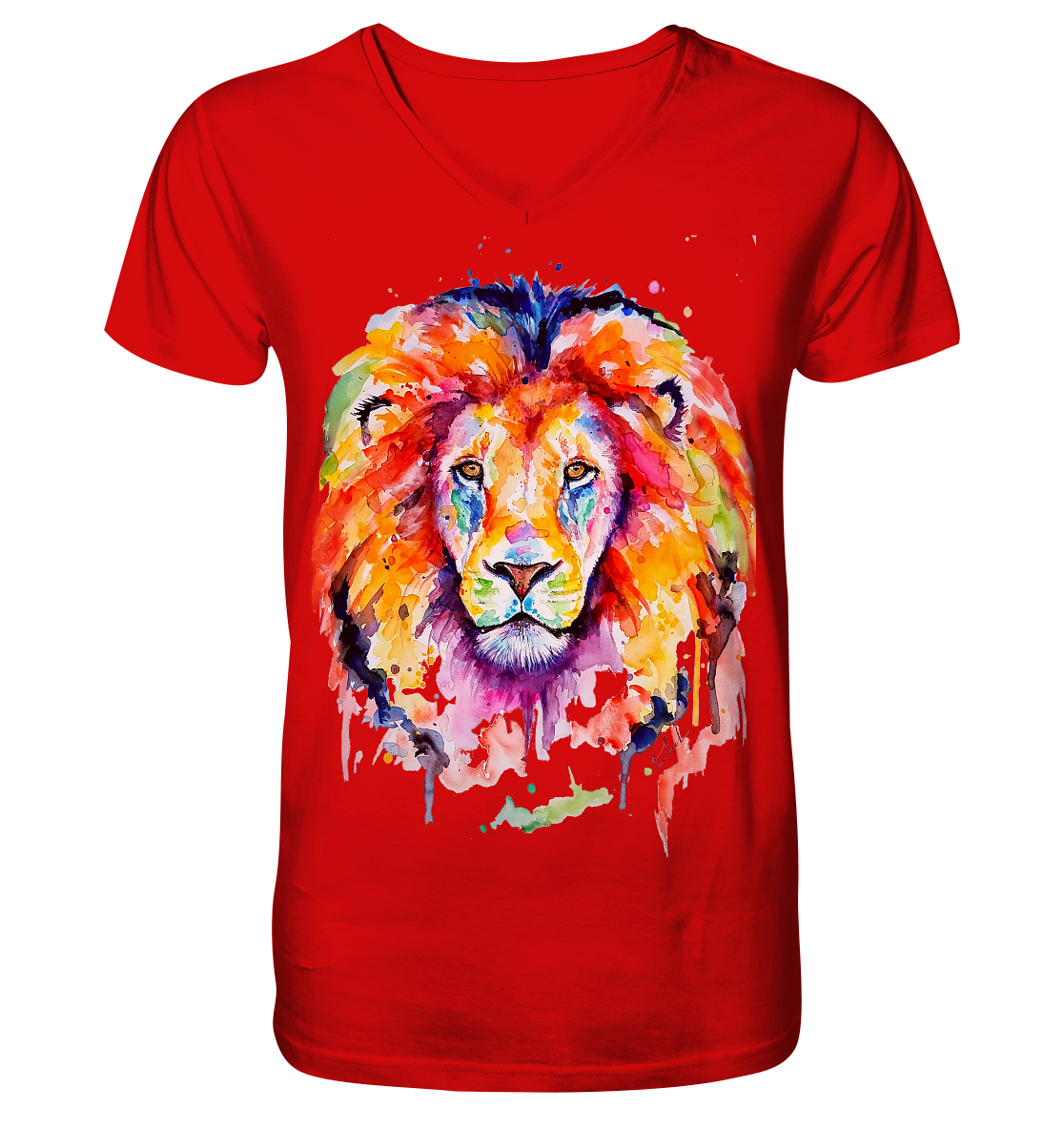 Bunter Löwe - V-Neck Shirt