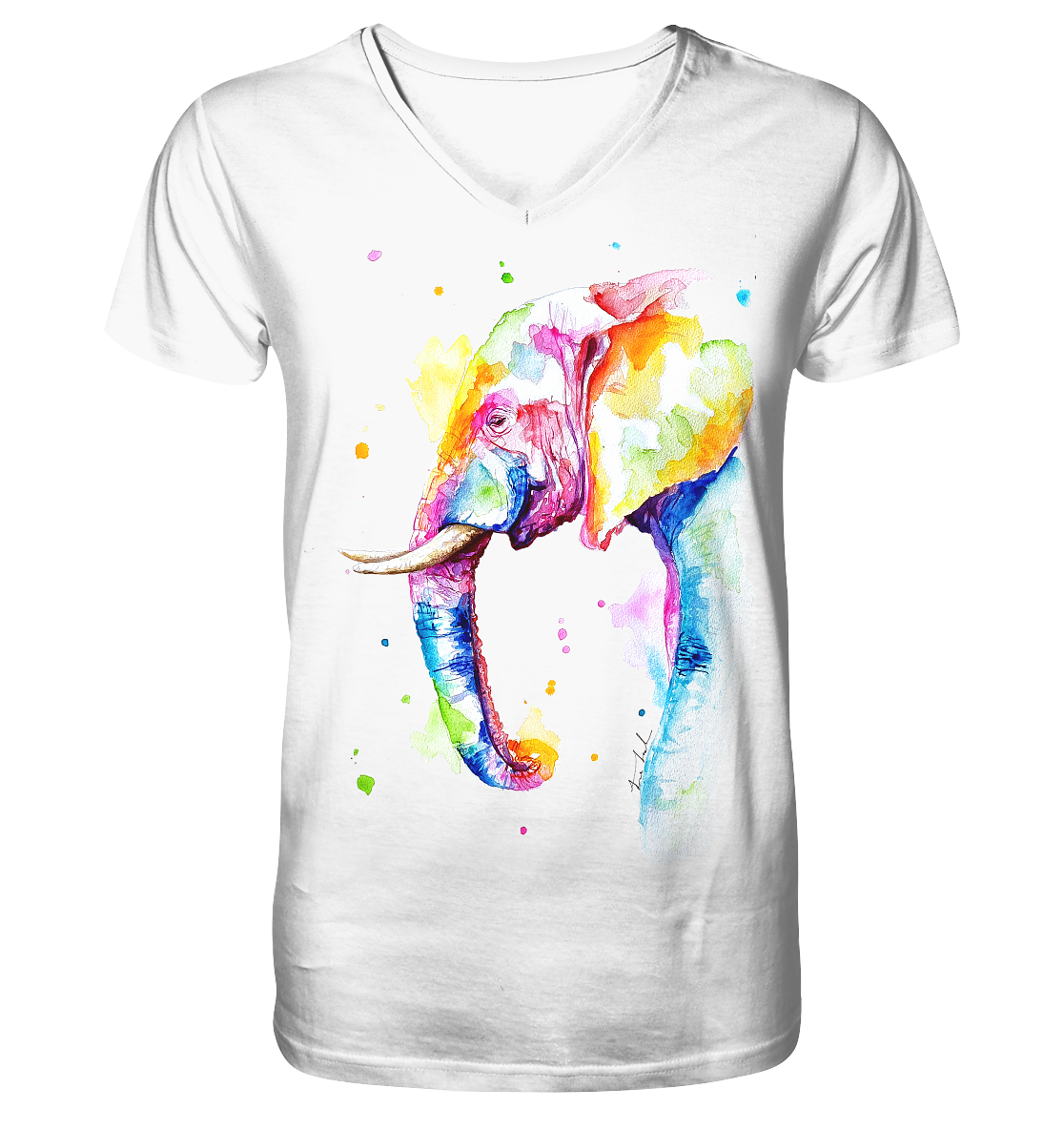 Bunter Elefant - V-Neck Shirt