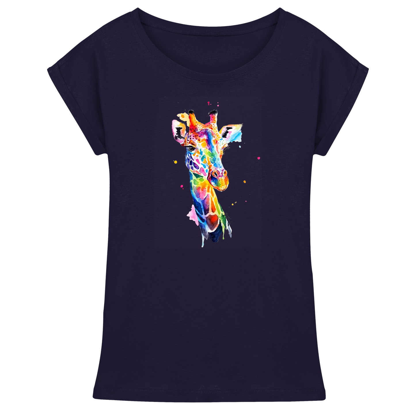 Motiv farbenfrohe Giraffe - Womens Extended Shoulder T-Shirt