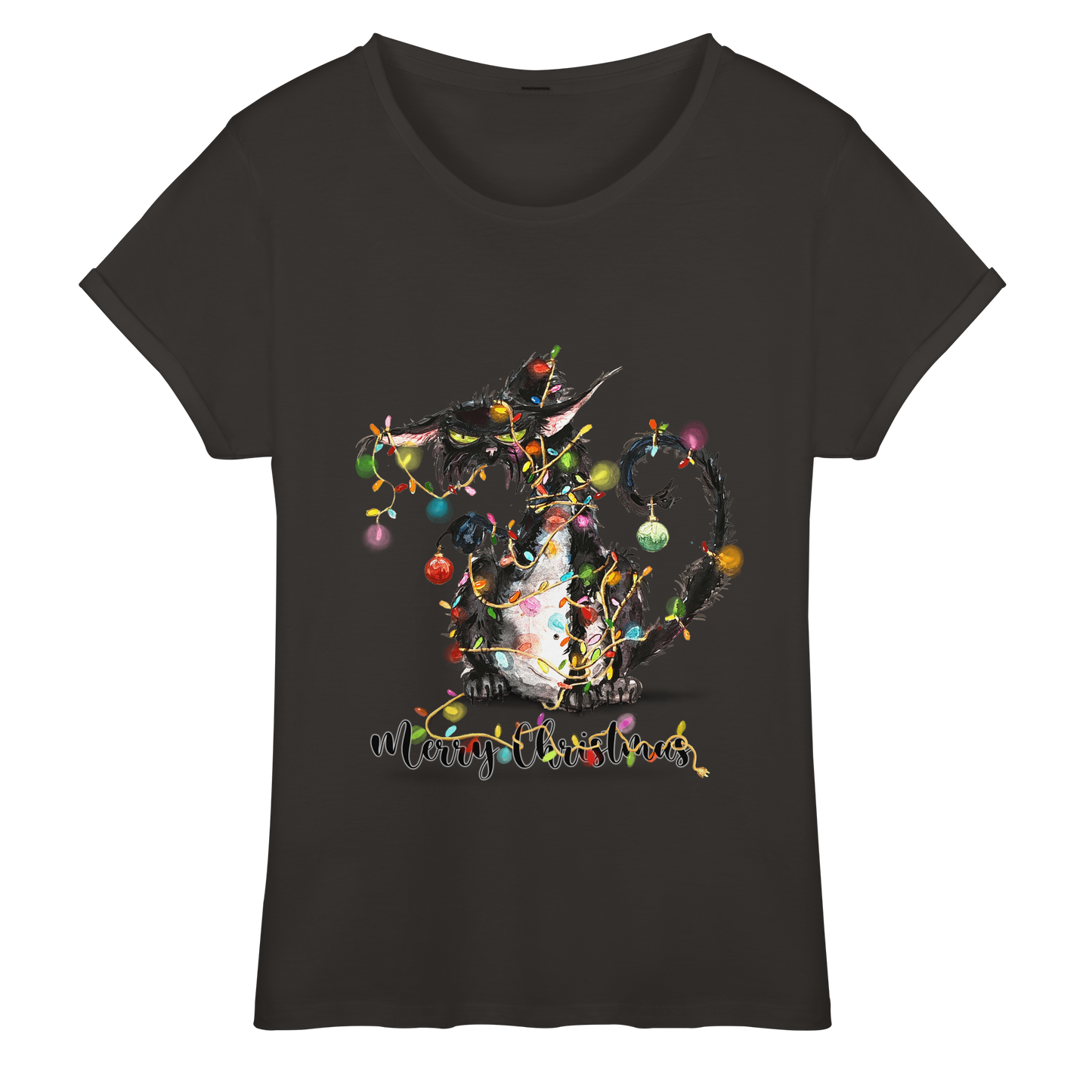 F*U-Cat - Merry Christmas - Womens Roll-Up T-Shirt