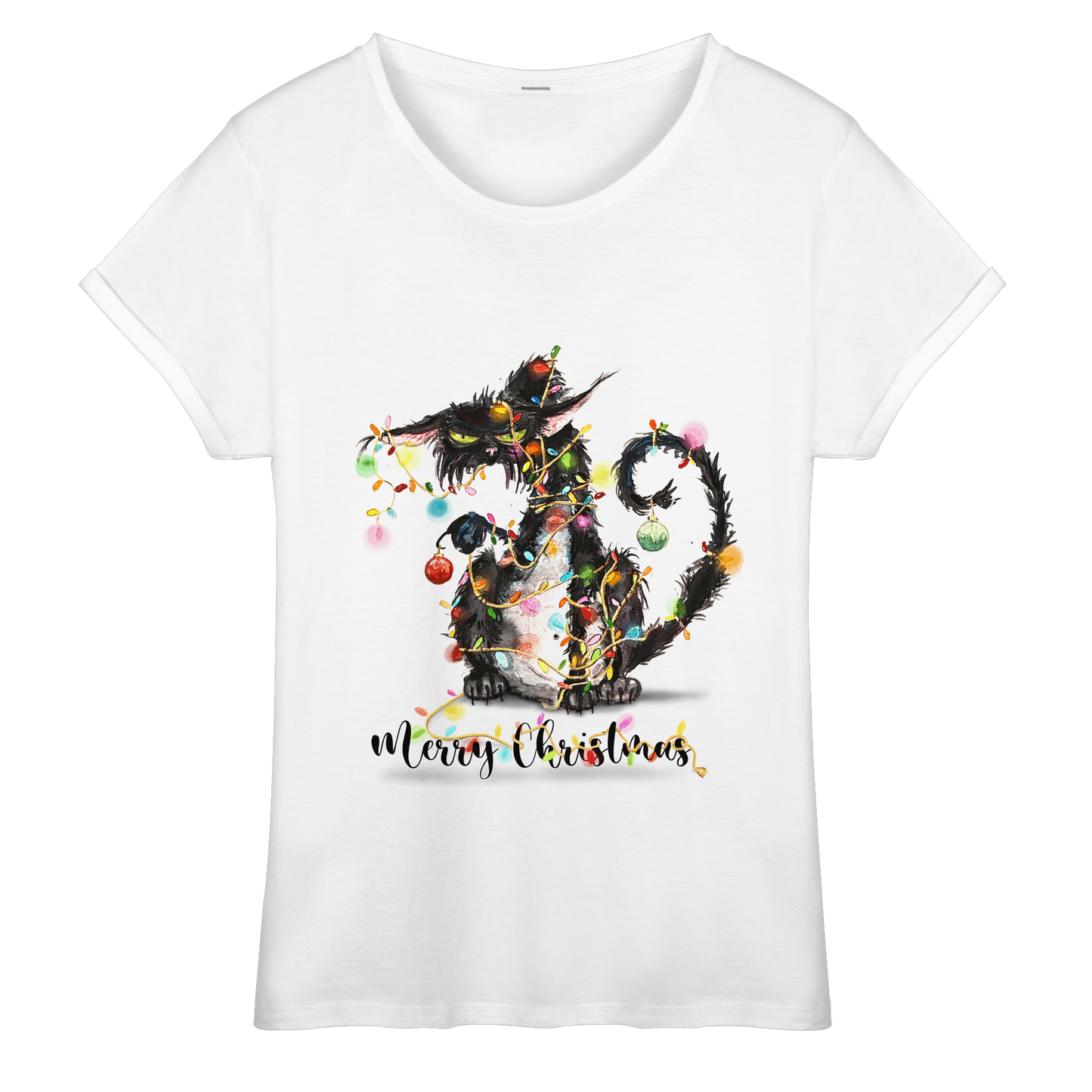 F*U-Cat - Merry Christmas - Womens Roll-Up T-Shirt