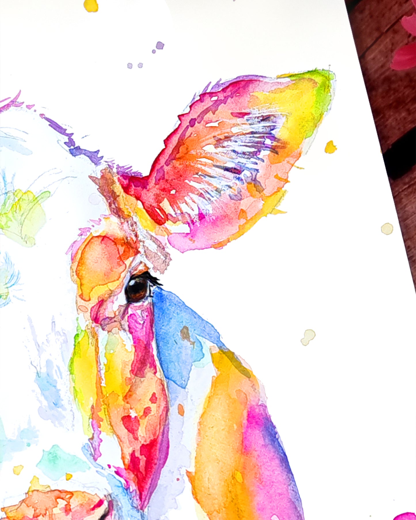 Bunte Kuh in Aquarell -Trudi