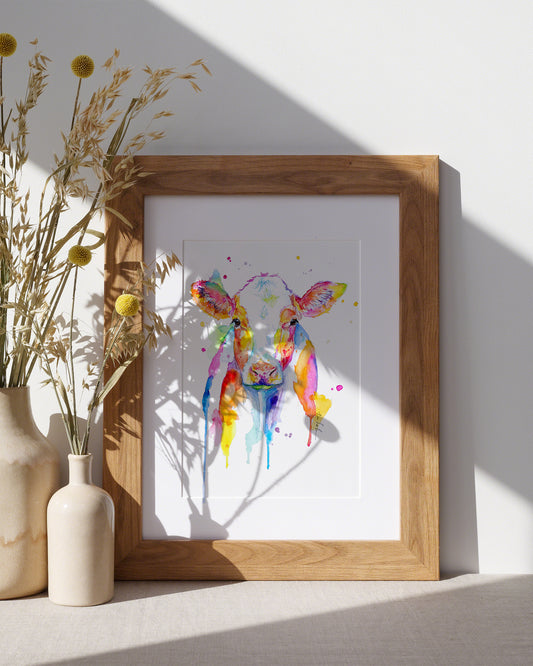 Bunte Kuh in Aquarell -Trudi