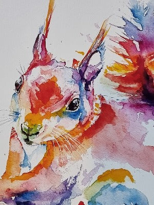 Eichhörnchen in Aquarell - Bunter Kunstdruck - Eichhörnchen Jacky
