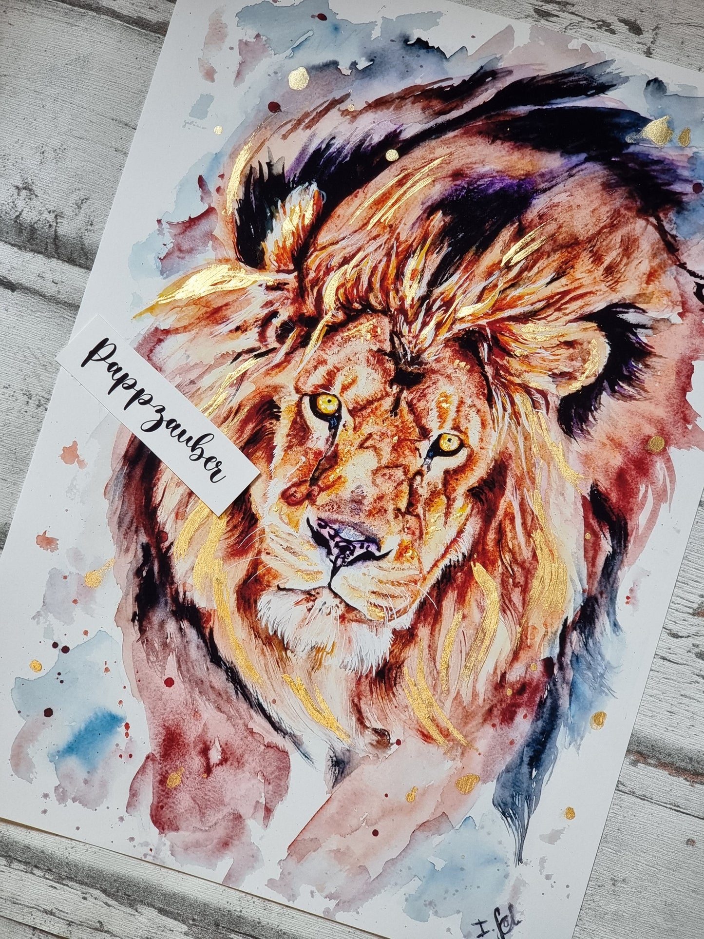 Löwe in Aquarell - Kunstdruck von Löwe Marek