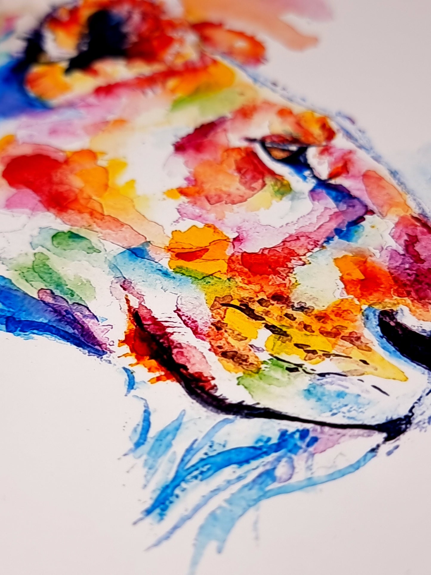 Bunter Aquarell Kunstdruck - Löwin Sana