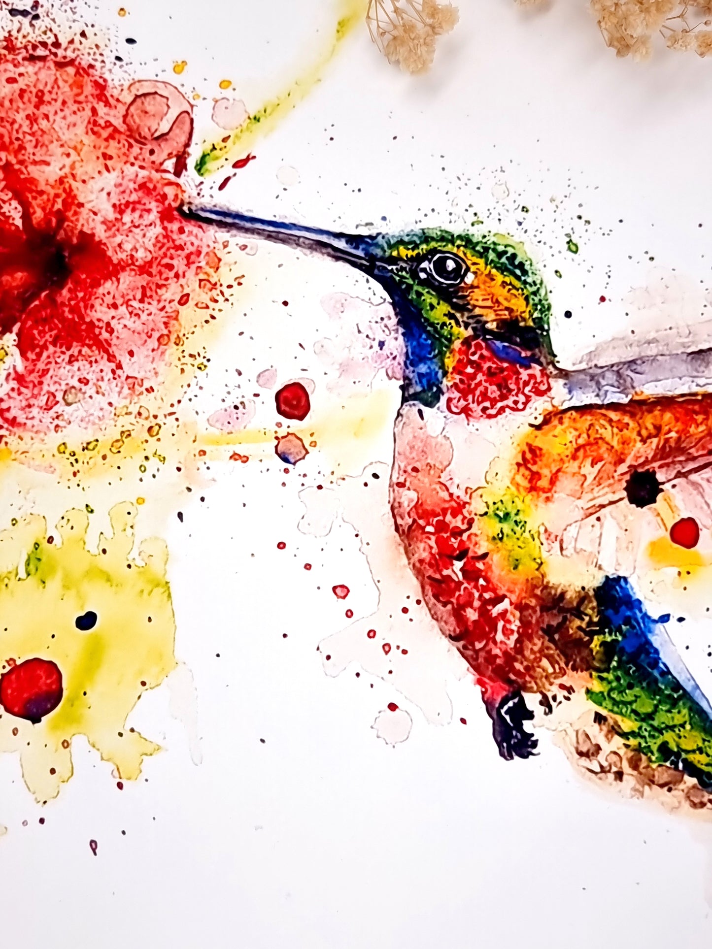 Farbenfroher Kolibri in Aquarell - Kunstdruck - Kolibri Tilia