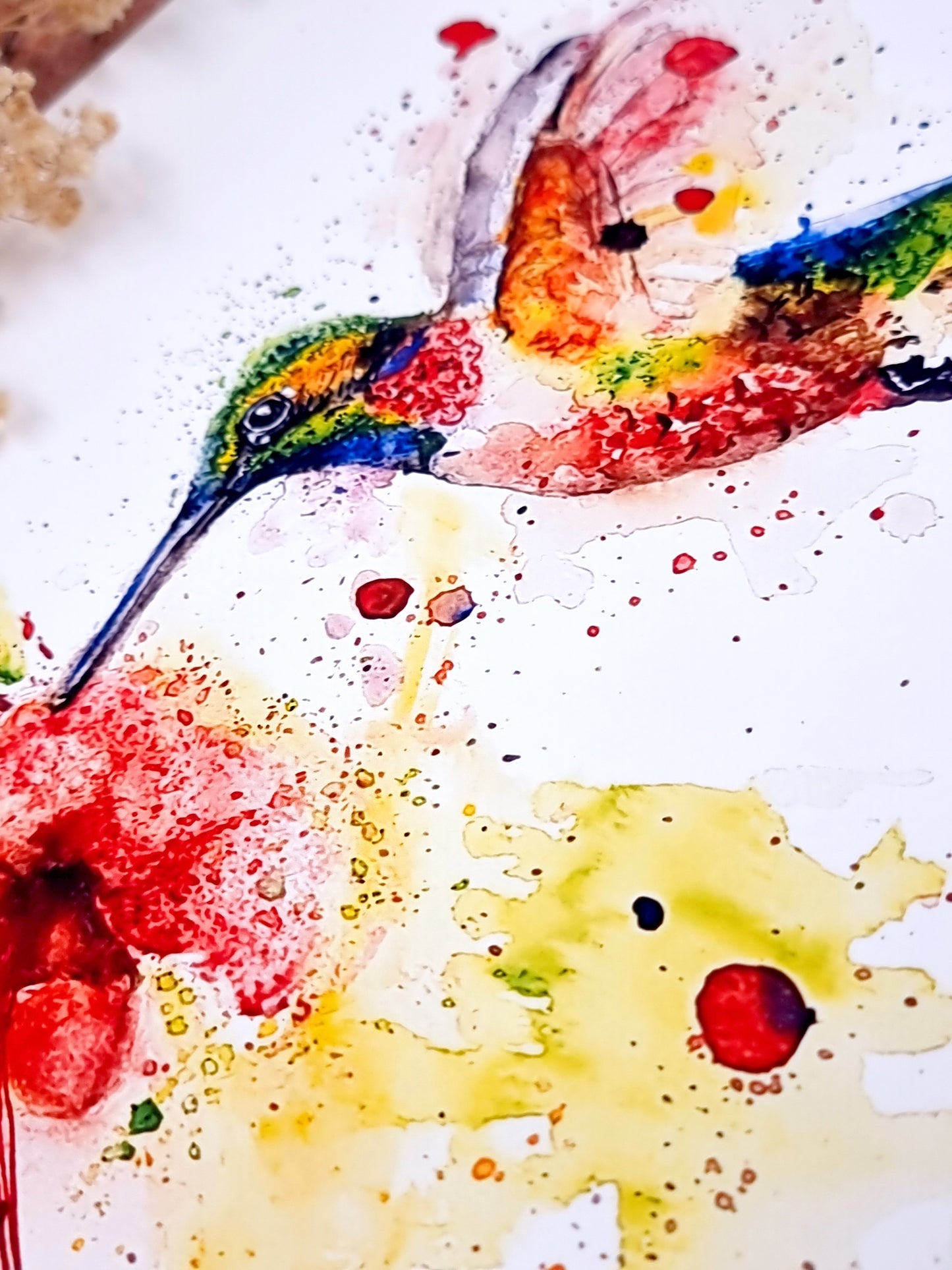 Farbenfroher Kolibri in Aquarell - Kunstdruck - Kolibri Tilia
