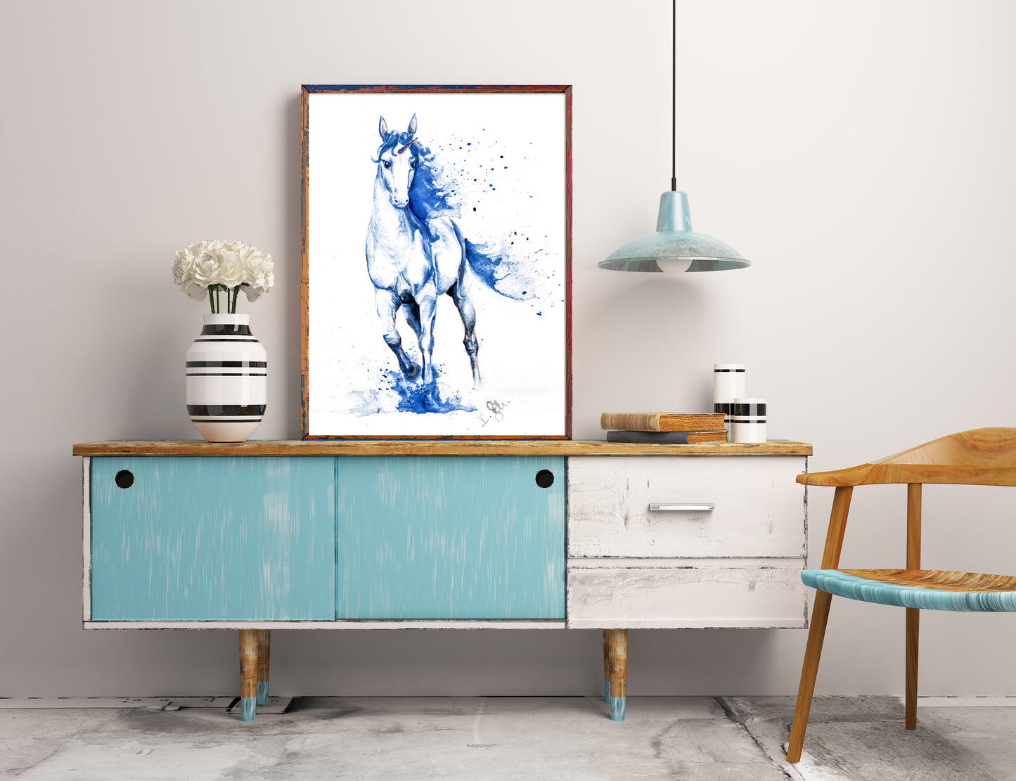 Einhorn in Aquarell - Kunstdruck