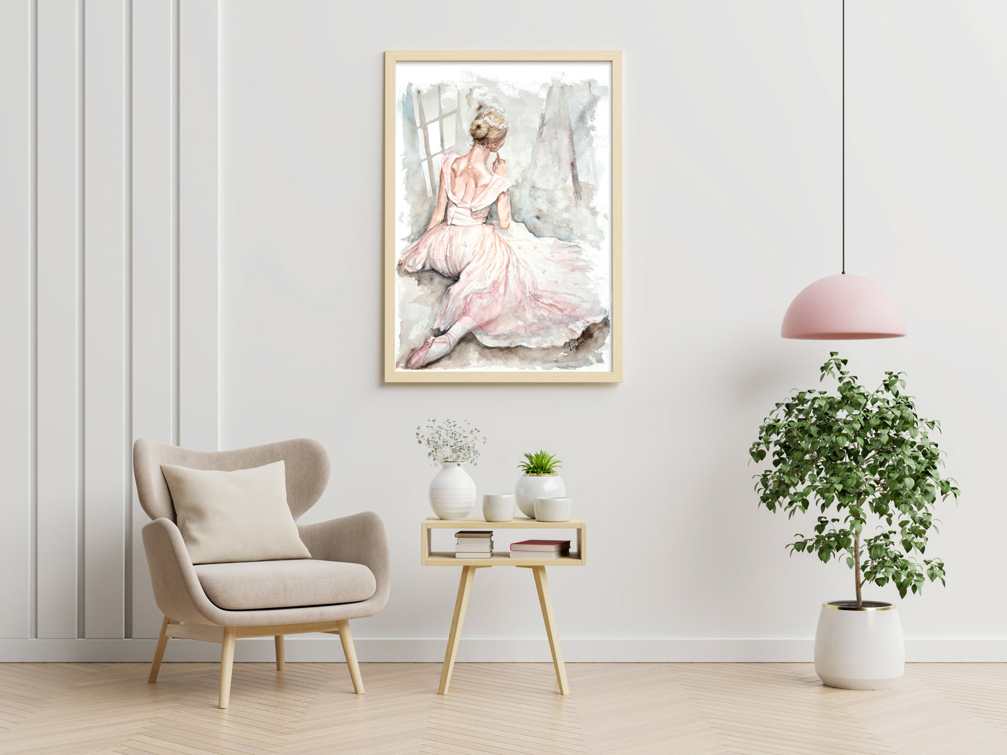 Ballerina in Aquarell - Zartes Gemälde einer Baletttänzerin - Flora