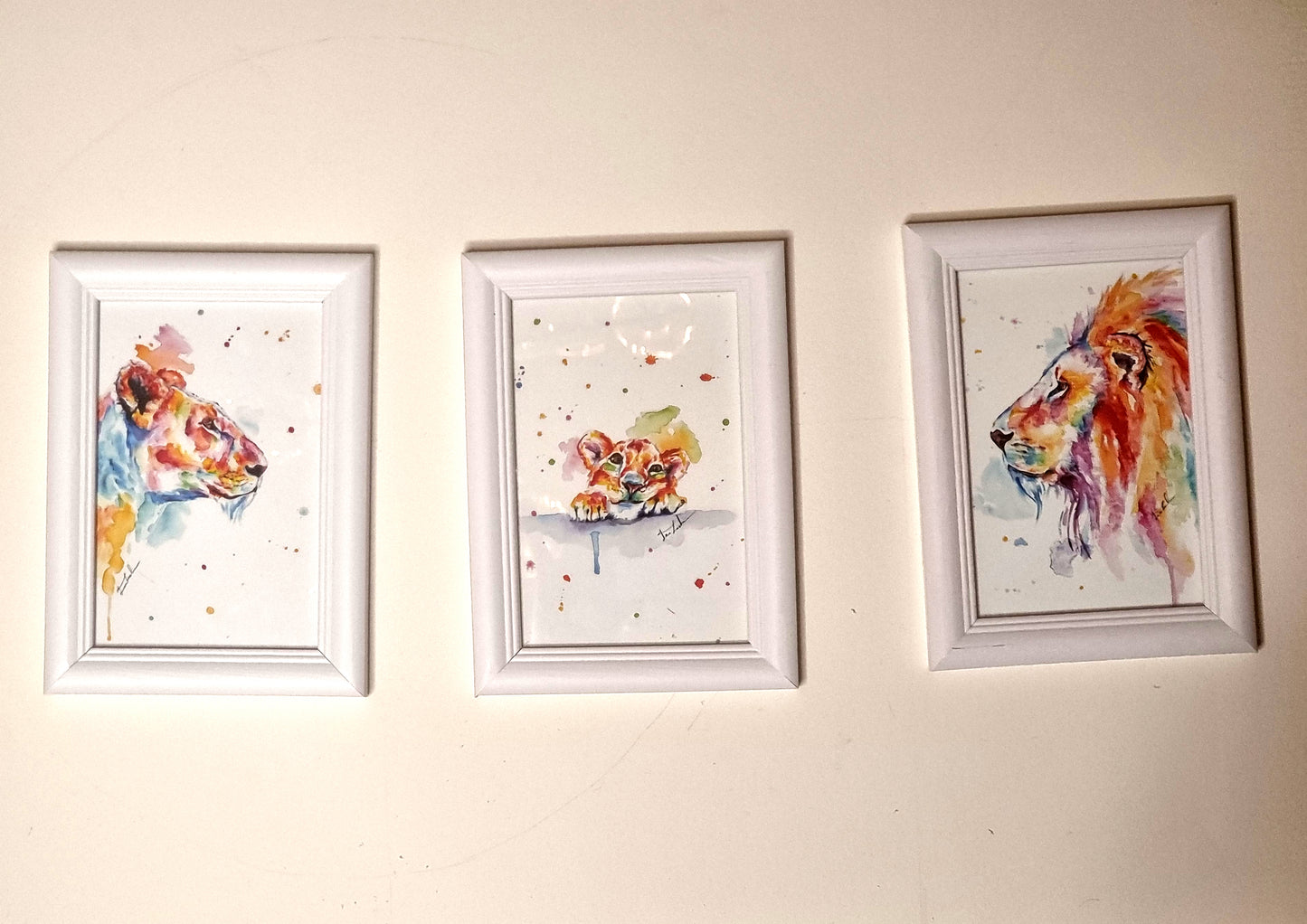 Löwenfamilie in Aquarell - Set - Kunstdruck