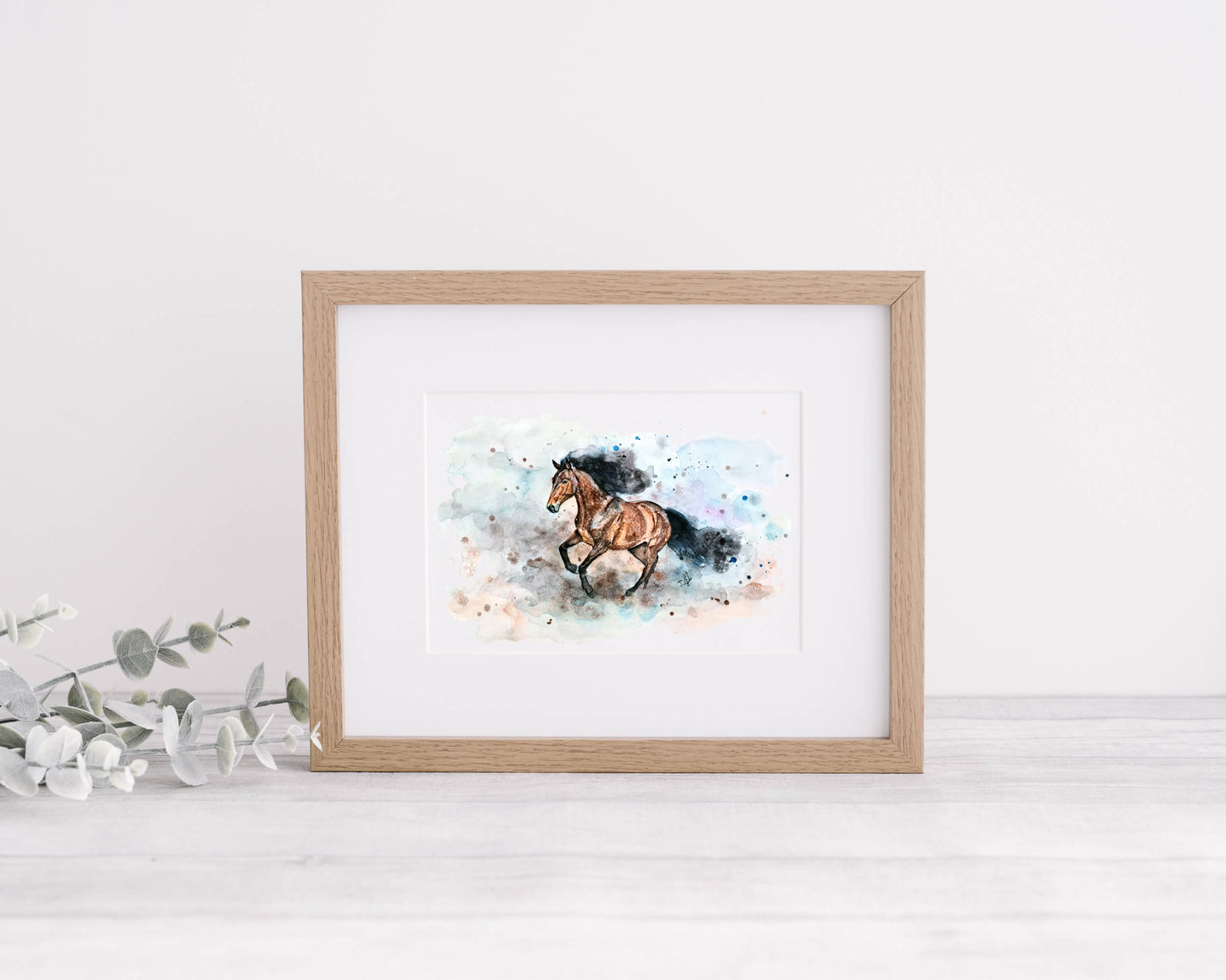 Pferd in Aquarell im Galopp - Farbenintensiver Kunstdruck - Pferd Fame