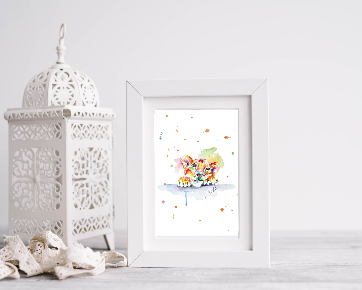 Löwenkind in Aquarell - Kunstdruck - Yuki