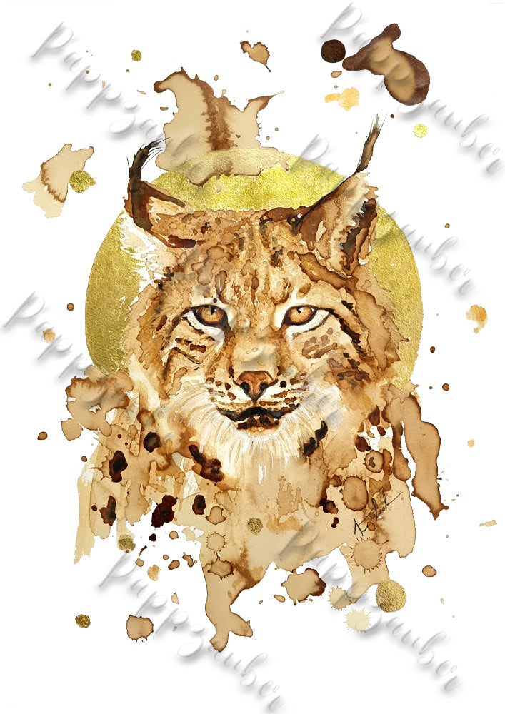 Luchs in Kaffee - Kunstdruck - Vincent