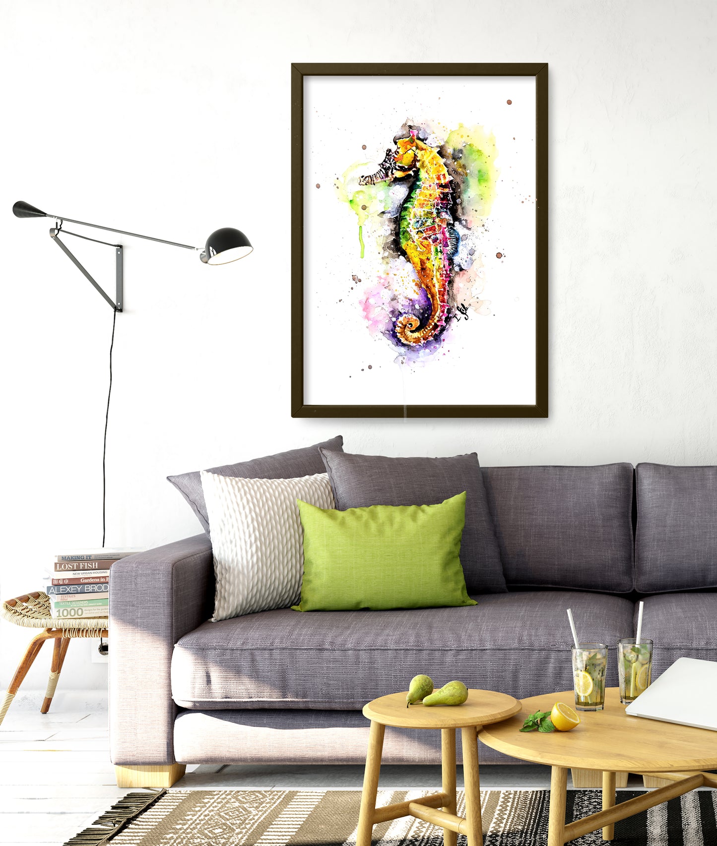 Seepferdchen in Aquarell - Kunstdruck - Nika