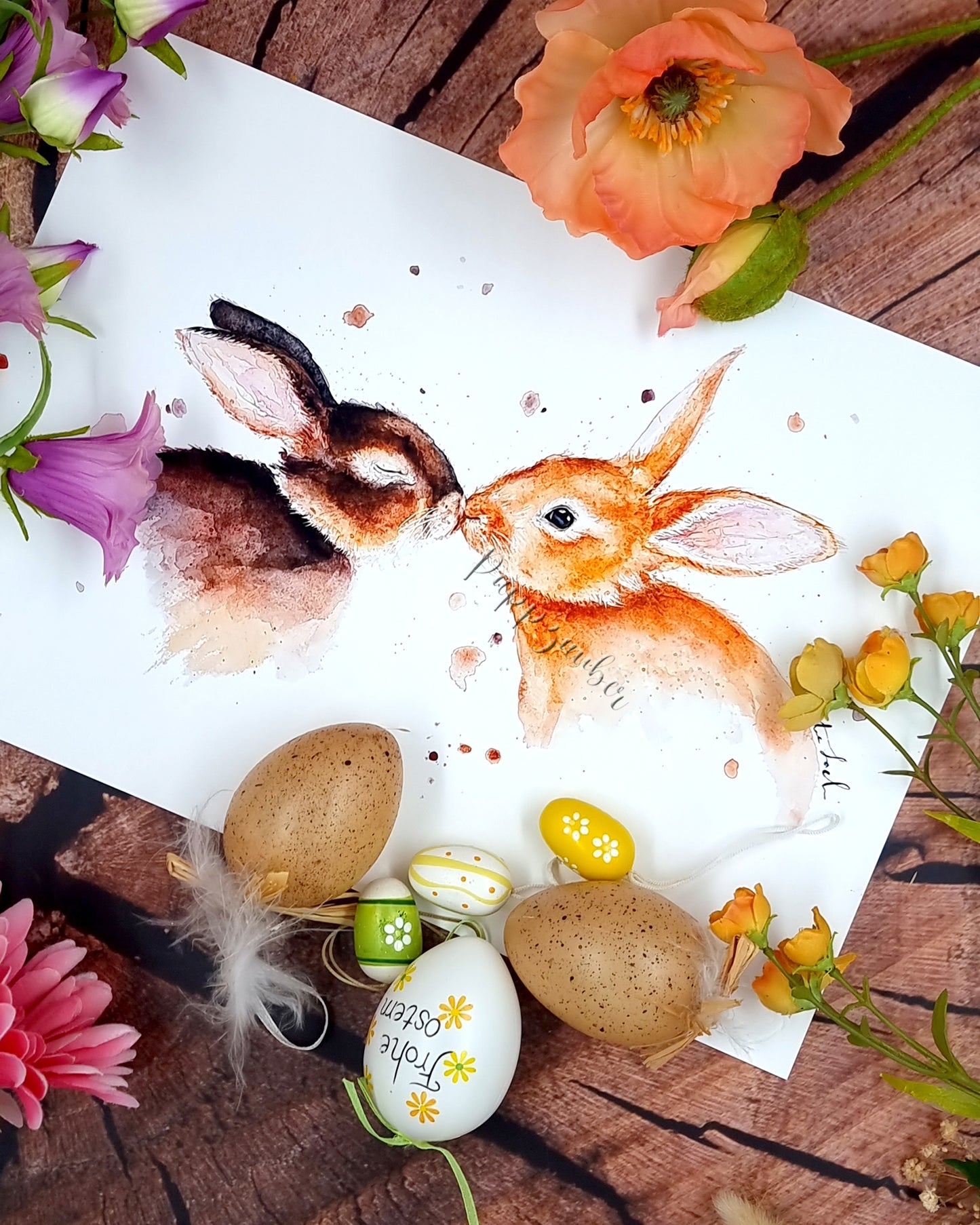 Hasen in Aquarell - Kunstdruck