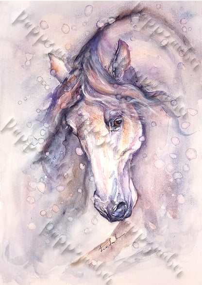 Pferdeportrait in Aquarell - Kunstdruck - Ria