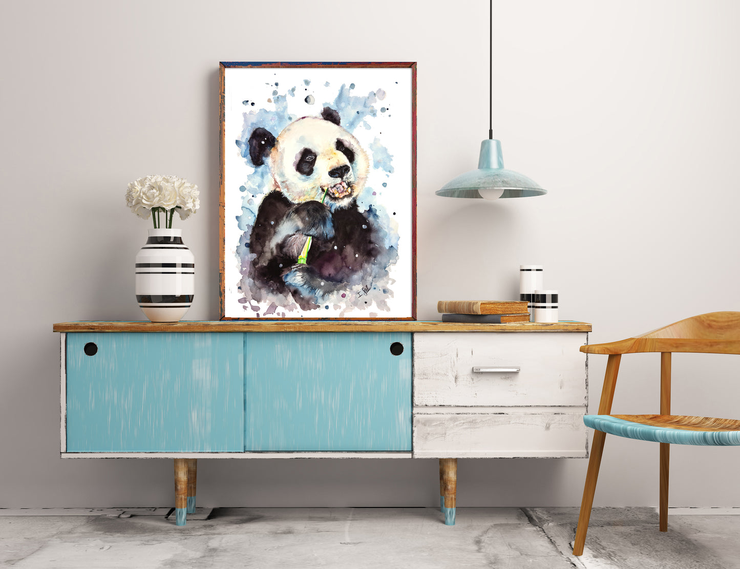 Panda in Aquarell - Farbintensiver Kunstdruck - Panda Knut