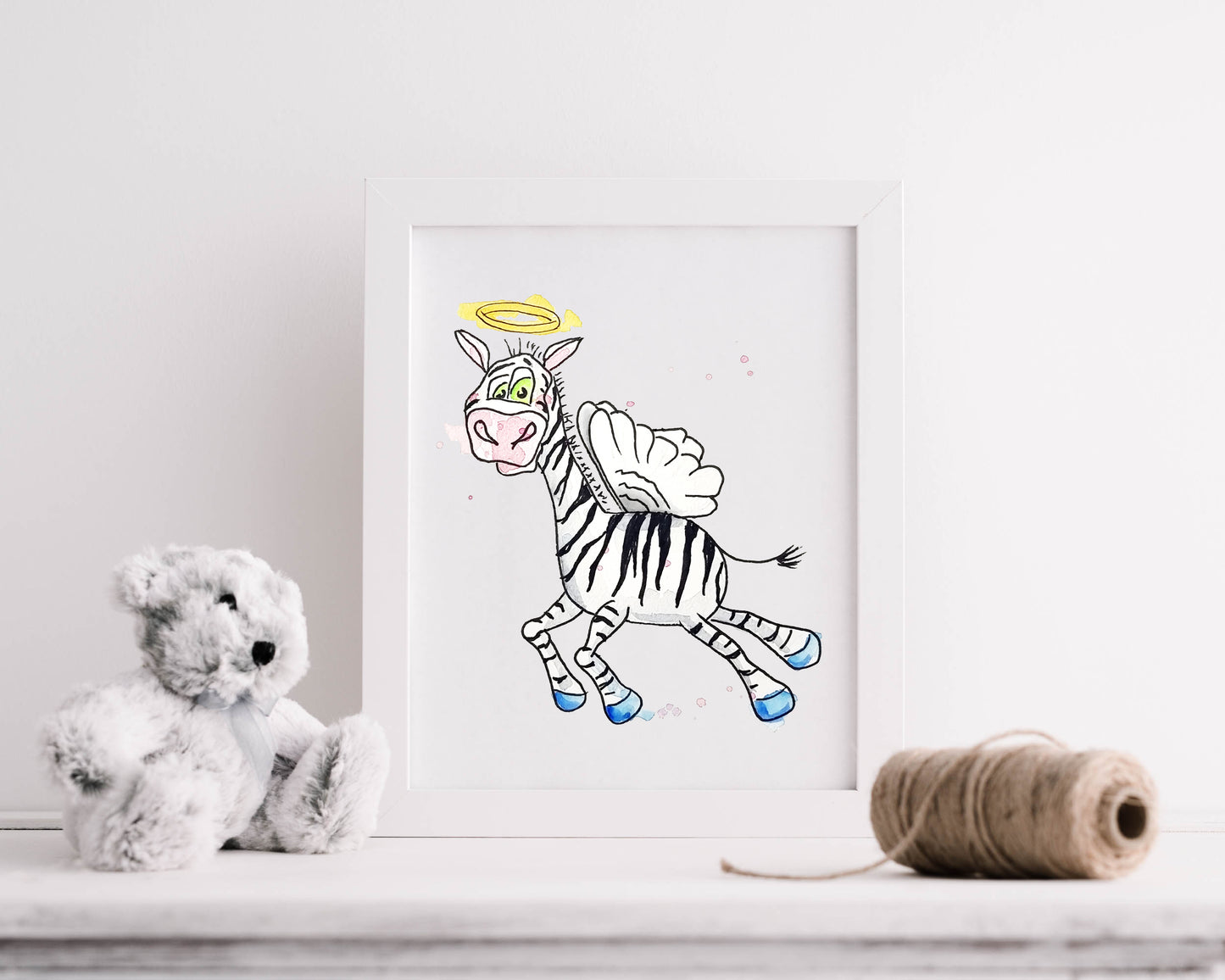 Schutzengel Zebra  -  Wolfgang - Kunstdruck