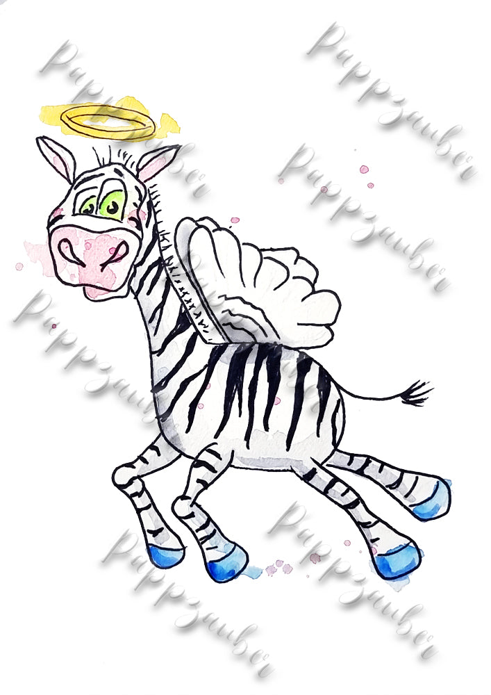 Schutzengel Zebra  -  Wolfgang - Kunstdruck