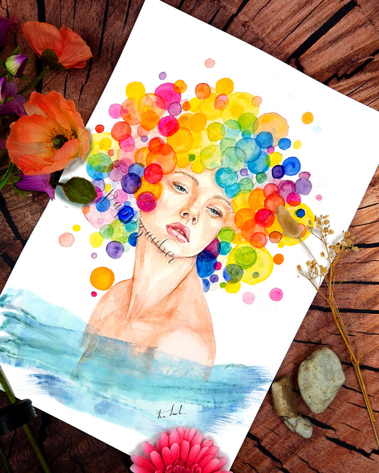 ADHS Frauenportrait- Aquarell Kunstdruck