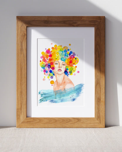 ADHS Frauenportrait- Aquarell Kunstdruck