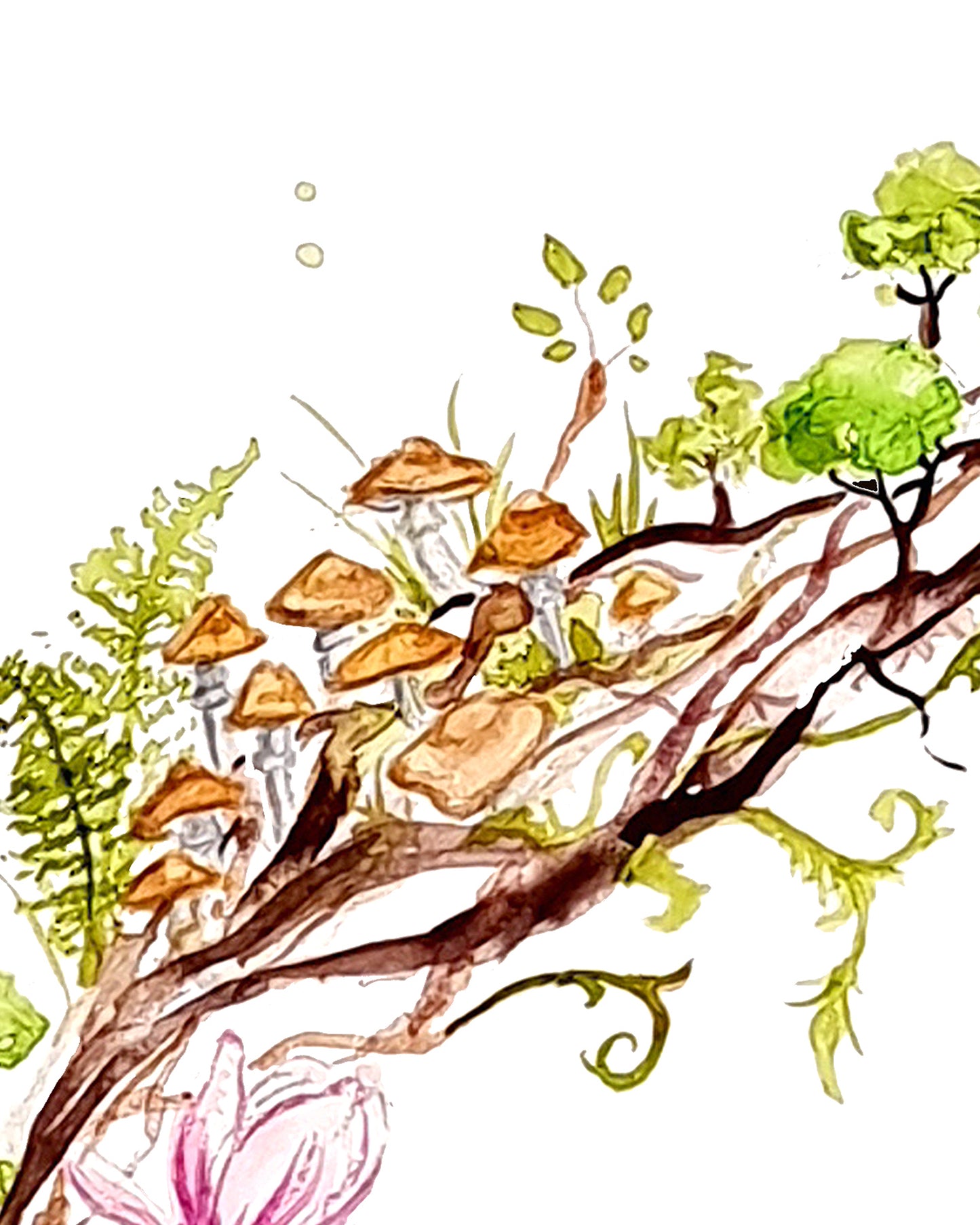 Springender Fuchs in Kreisillustration - Aquarell Kunstdruck