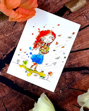 Lade das Bild in den Galerie-Viewer, Illustration von rothaarigem Mädchen - Farbenfroher Kunstdruck
