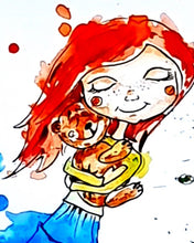 Lade das Bild in den Galerie-Viewer, Illustration von rothaarigem Mädchen - Farbenfroher Kunstdruck
