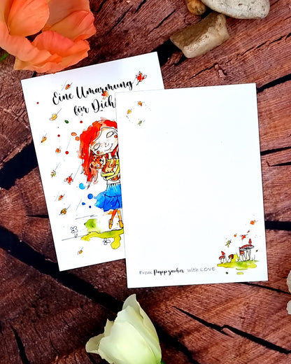 Kartenset: Eine Umarmung für Dich! - Mädchen in 4 Jahreszeiten