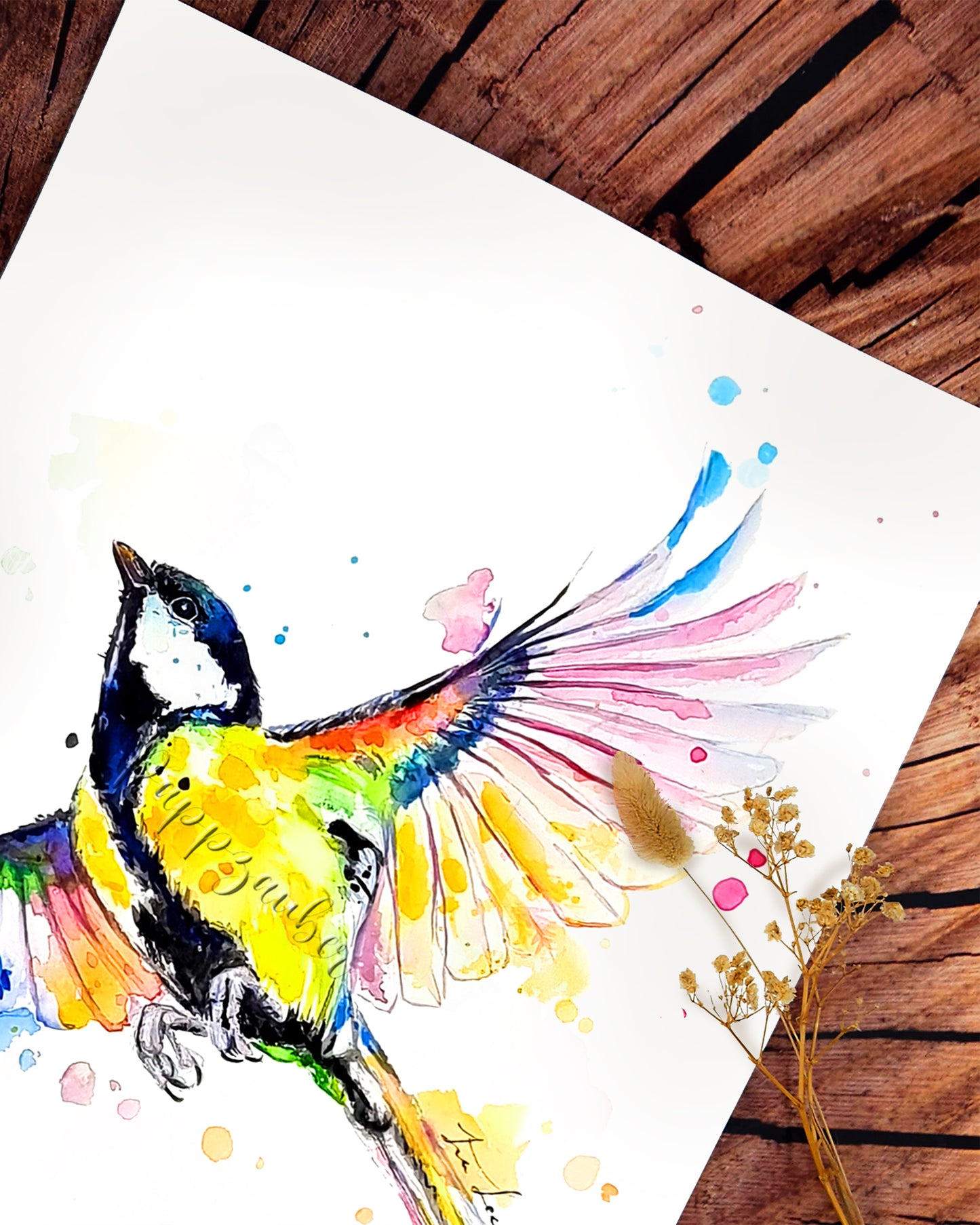 Bunte Kohlmeise in Aquarell - Otilia