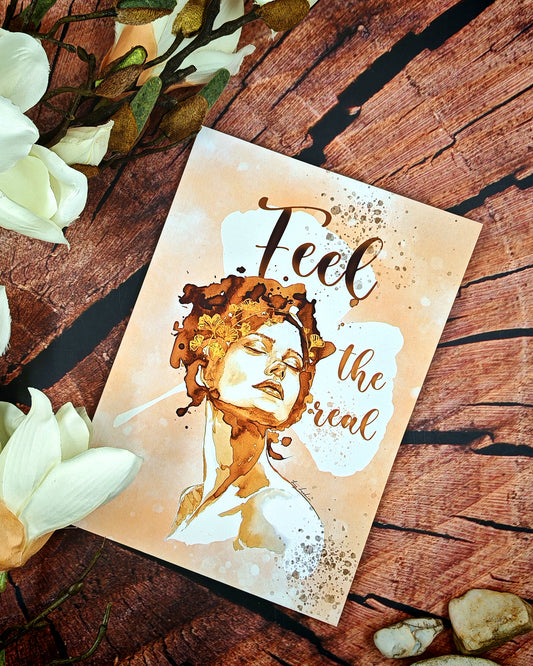 Notizbuch "Feel the real" mit Kaffeemotiv