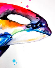 Lade das Bild in den Galerie-Viewer, Bunter Orka in Aquarell - Farbenfroher Kunstdruck - Orka Jordan
