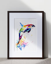 Lade das Bild in den Galerie-Viewer, Bunter Orka in Aquarell - Farbenfroher Kunstdruck - Orka Jordan
