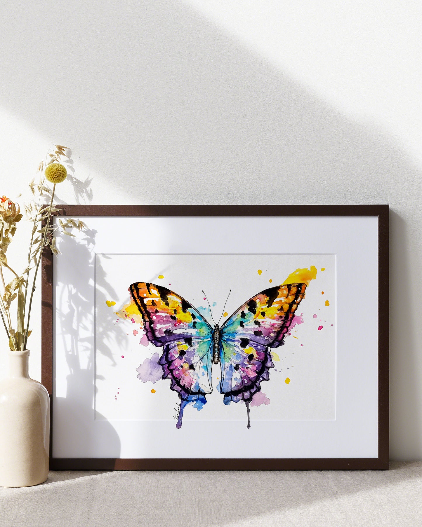Bunter Schmetterling in Aquarell - Kunstdruck
