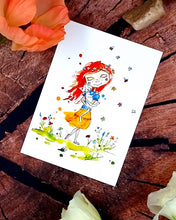 Lade das Bild in den Galerie-Viewer, Illustration von rothaarigem Mädchen - Farbenfroher Kunstdruck
