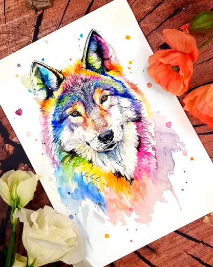 Wolf Samira - Aquarell Kunstdruck