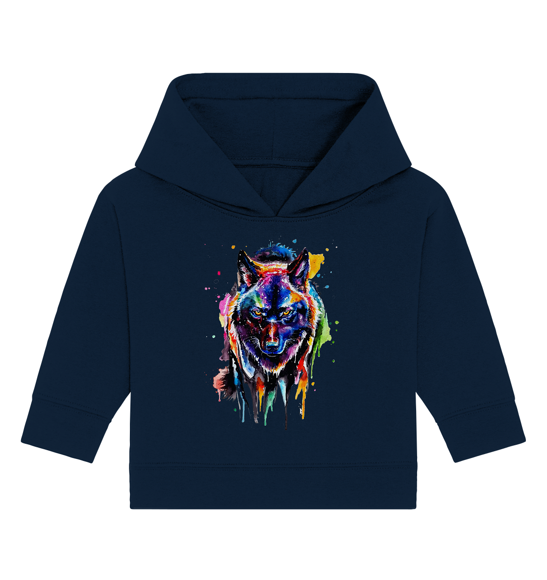 Bunter schwarzer Wolf - Baby Organic Hoodie