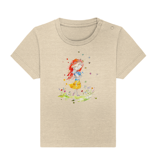 Sommerliches Mädchen mit Katze - Baby Organic Shirt