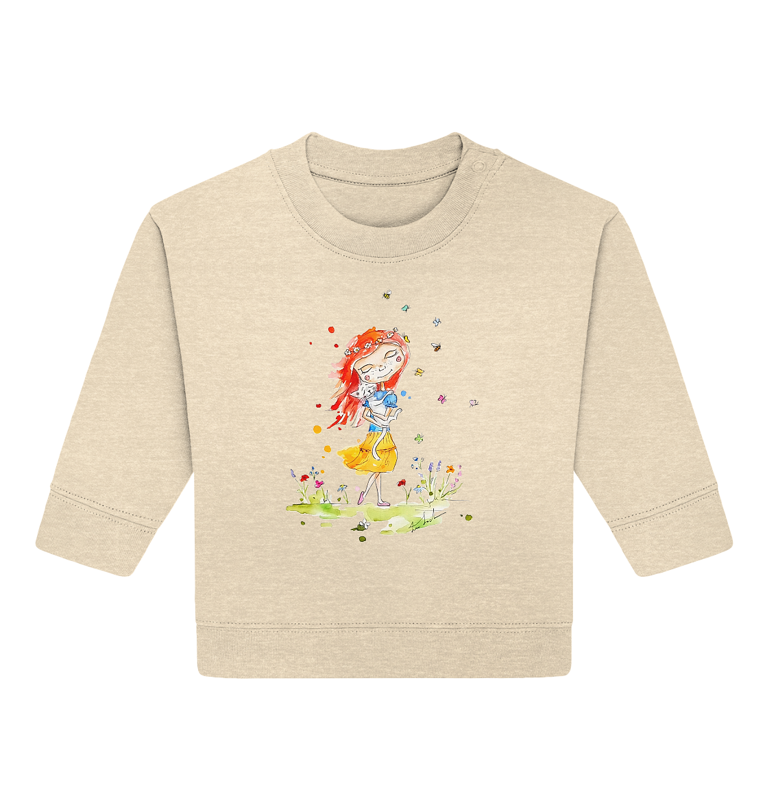 Sommerliches Mädchen mit Katze - Baby Organic Sweatshirt