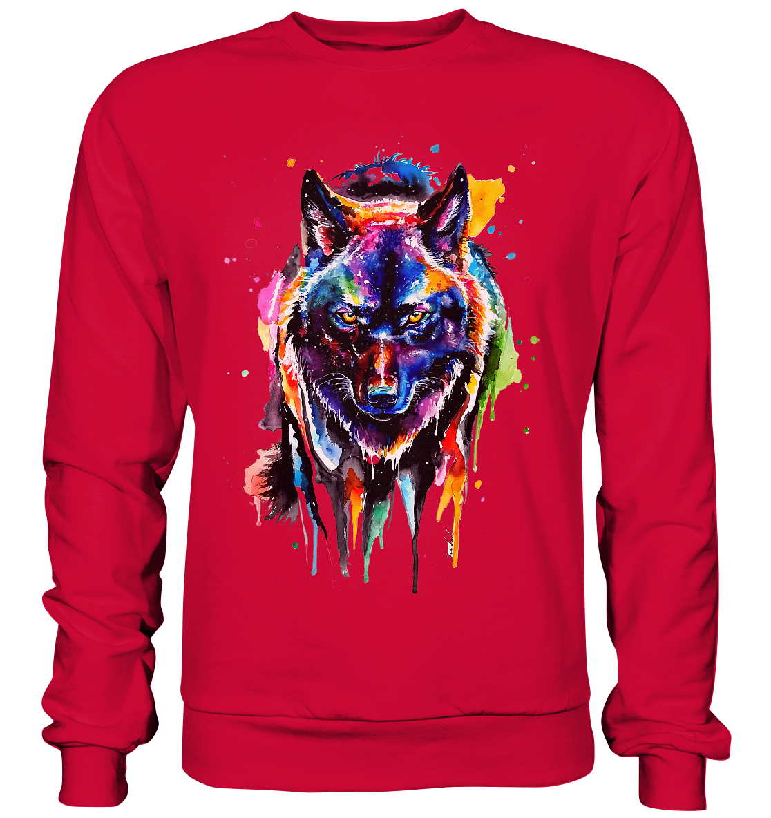 Bunter schwarzer Wolf - Basic Sweatshirt