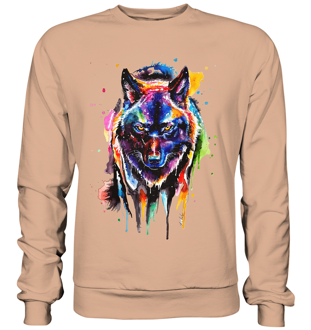 Bunter schwarzer Wolf - Basic Sweatshirt
